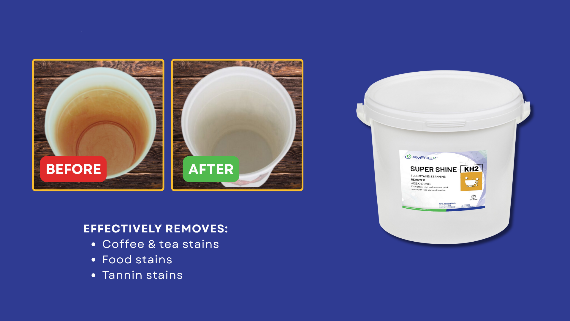 AVEREX Super Shine KH2 Food Stain & Tannin Remover Before & After Proven Result